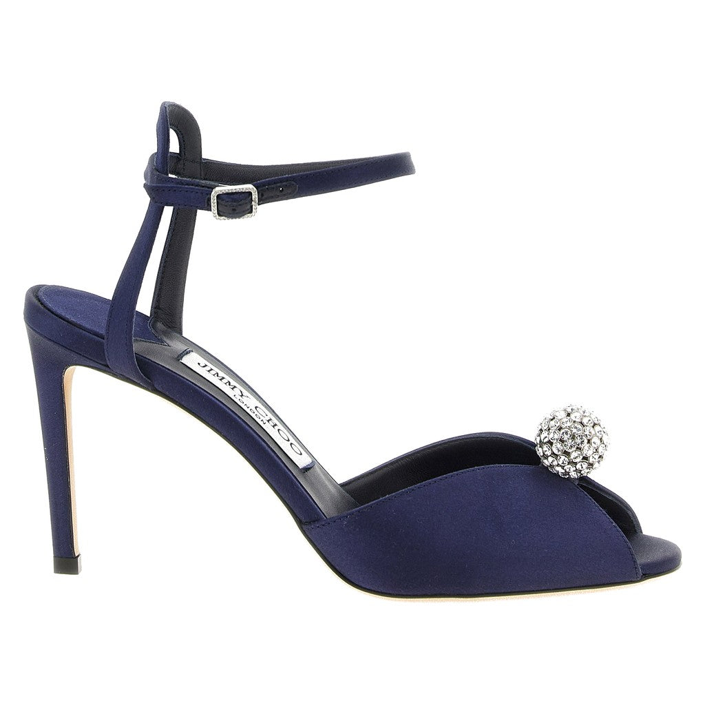 Jimmy Choo Blue Tencel Stiletto Heel Sandals for Women