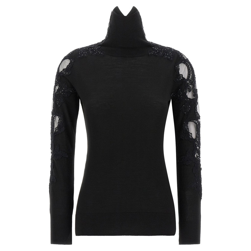 Ermanno Scervino Black Virgin Wool Cardigan for Women