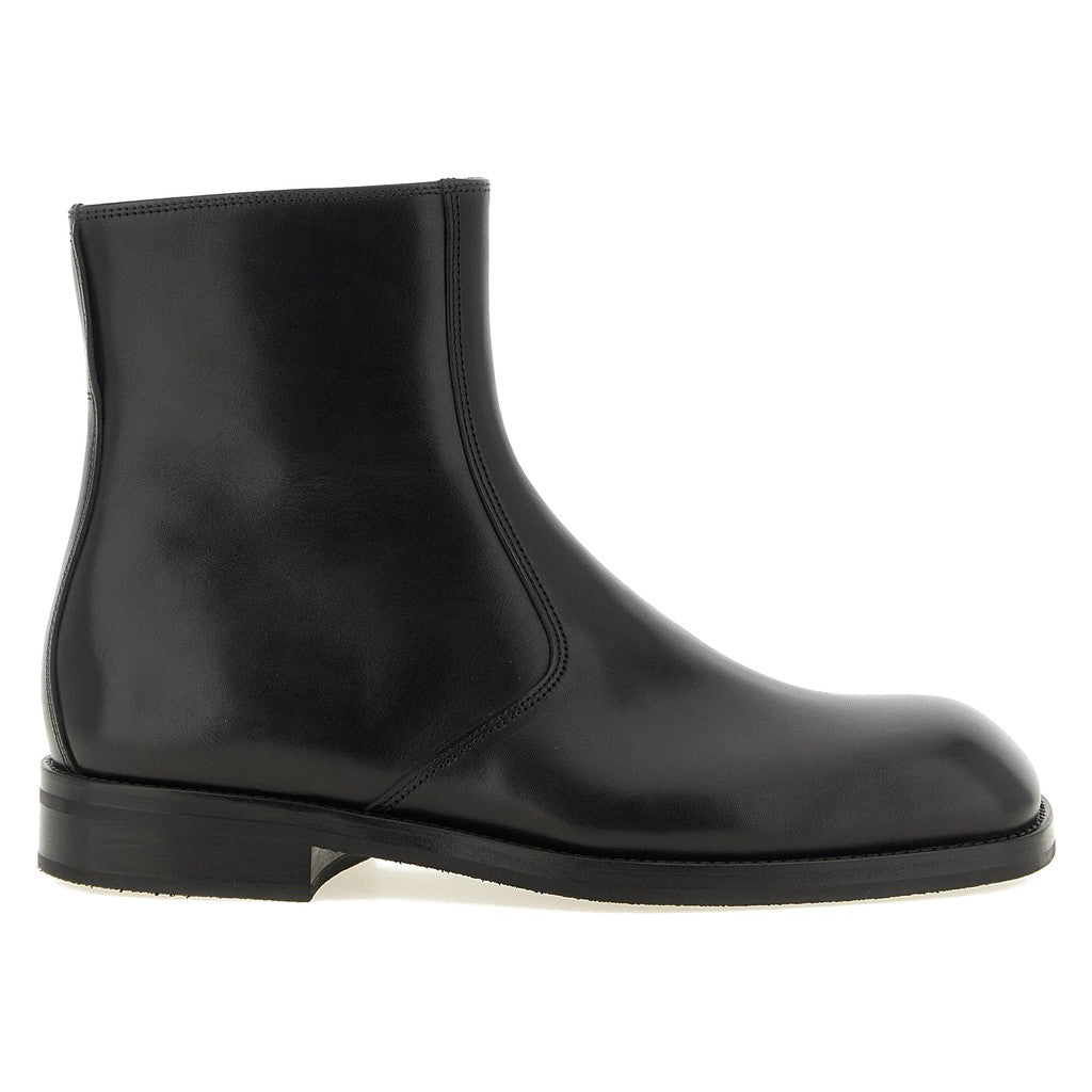 Lemaire Black Lamb Leather Ankle Boots for Men