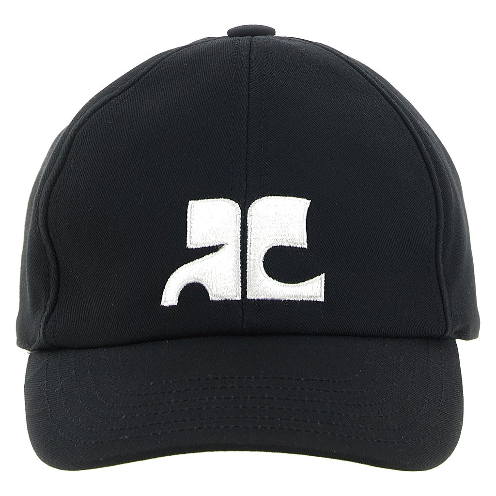 Courrèges Black Cotton Cap (Baseball Hat) for Women