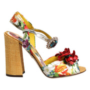 Dolce & Gabbana Multicolor Floral Crystal Embellished Sandals Shoes for Men