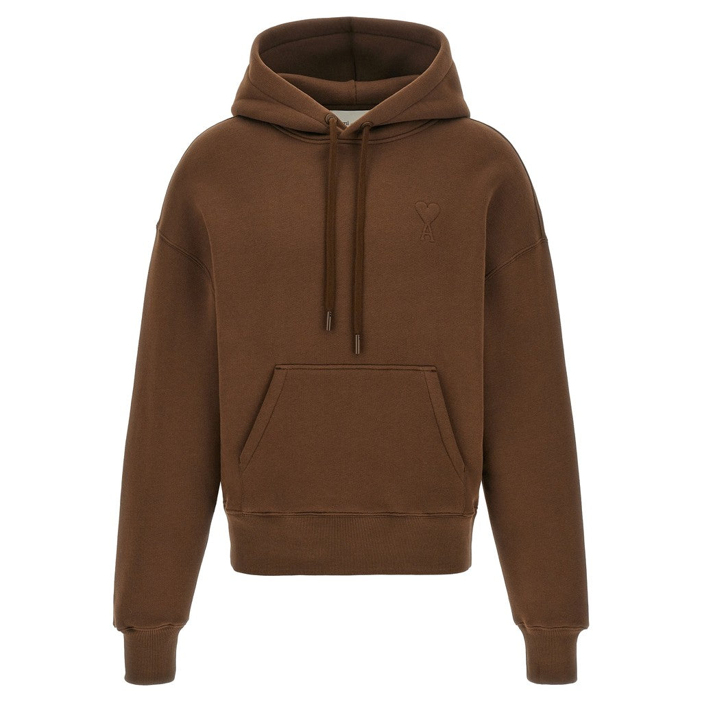 Ami Paris Brown Cotton Hoodie for Women