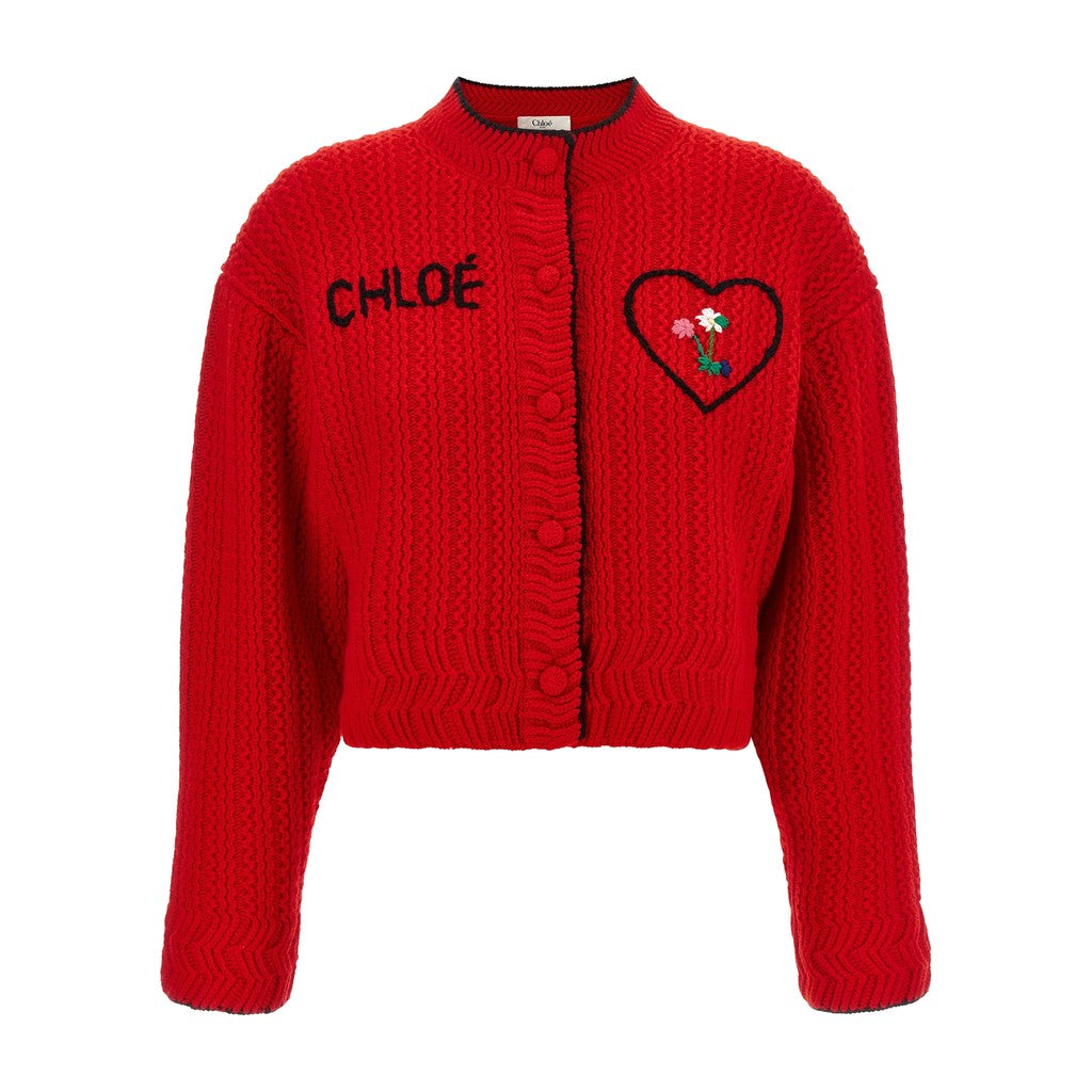 Chloé Red Wool Cardigan for Women