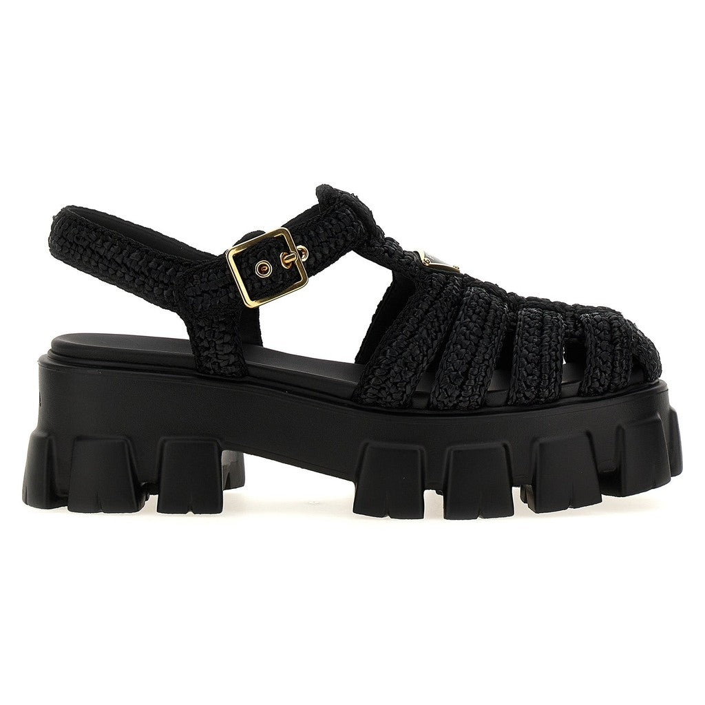 Prada Black Viscose Platform Sandals for Women