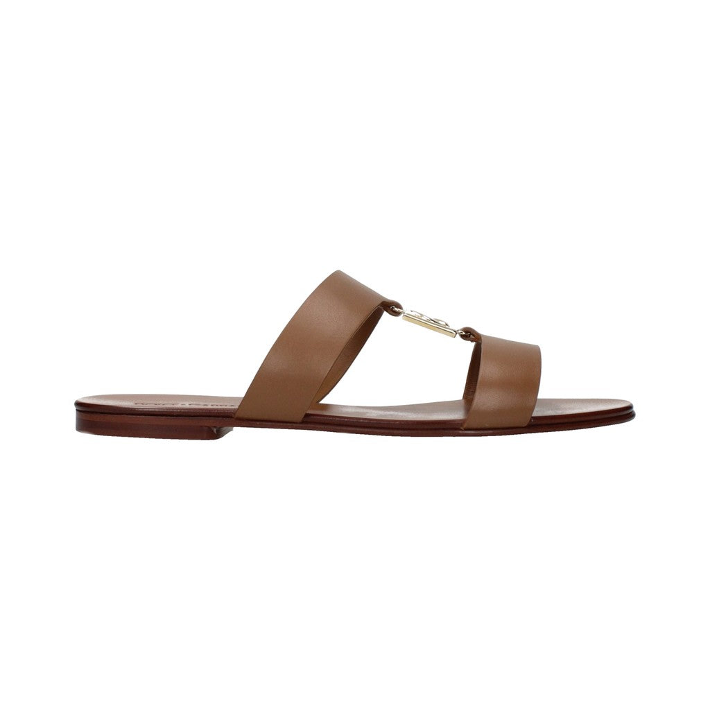 Dolce & Gabbana Brown Leather Slippers for Women
