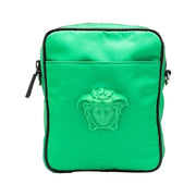 Versace Small Bright Green Nylon Fabric Medusa Crossbody Messenger Bag Purse for Women