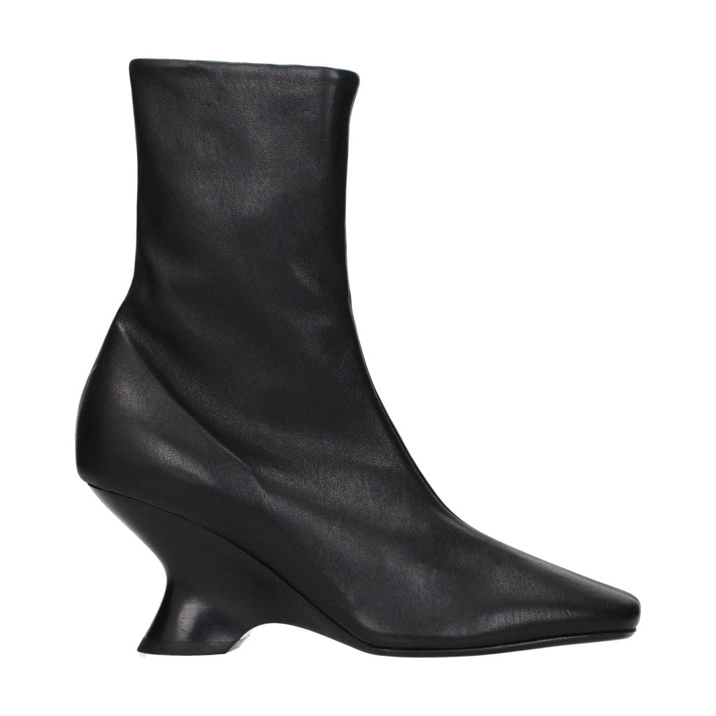 Dries Van Noten Black Leather Ankle Boots for Women