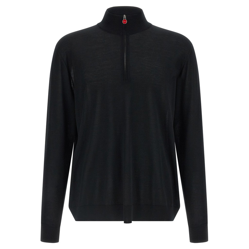 Kiton Black Wool Cardigan for Men