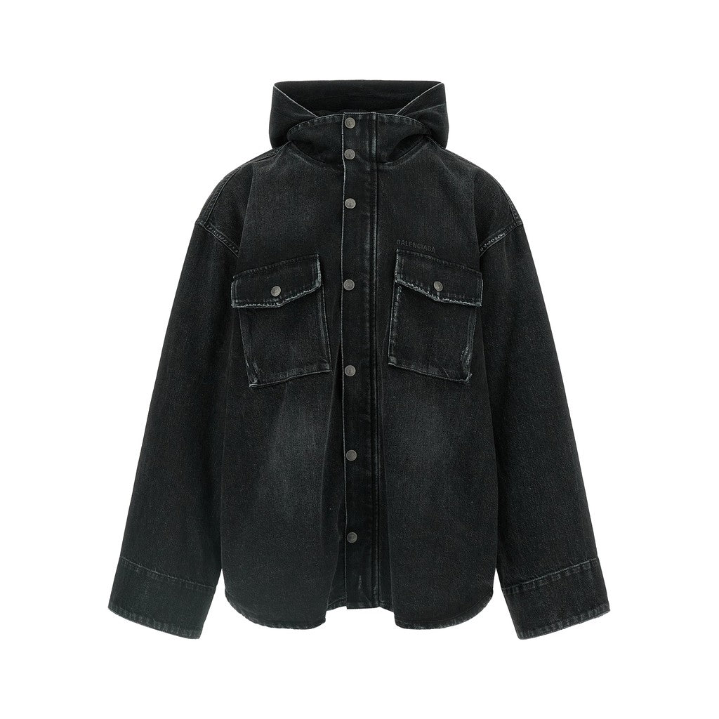 Balenciaga Black Cotton Denim Jacket for Men