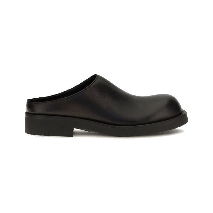 MM6 Black Calf Leather Bos Taurus Mules for Women