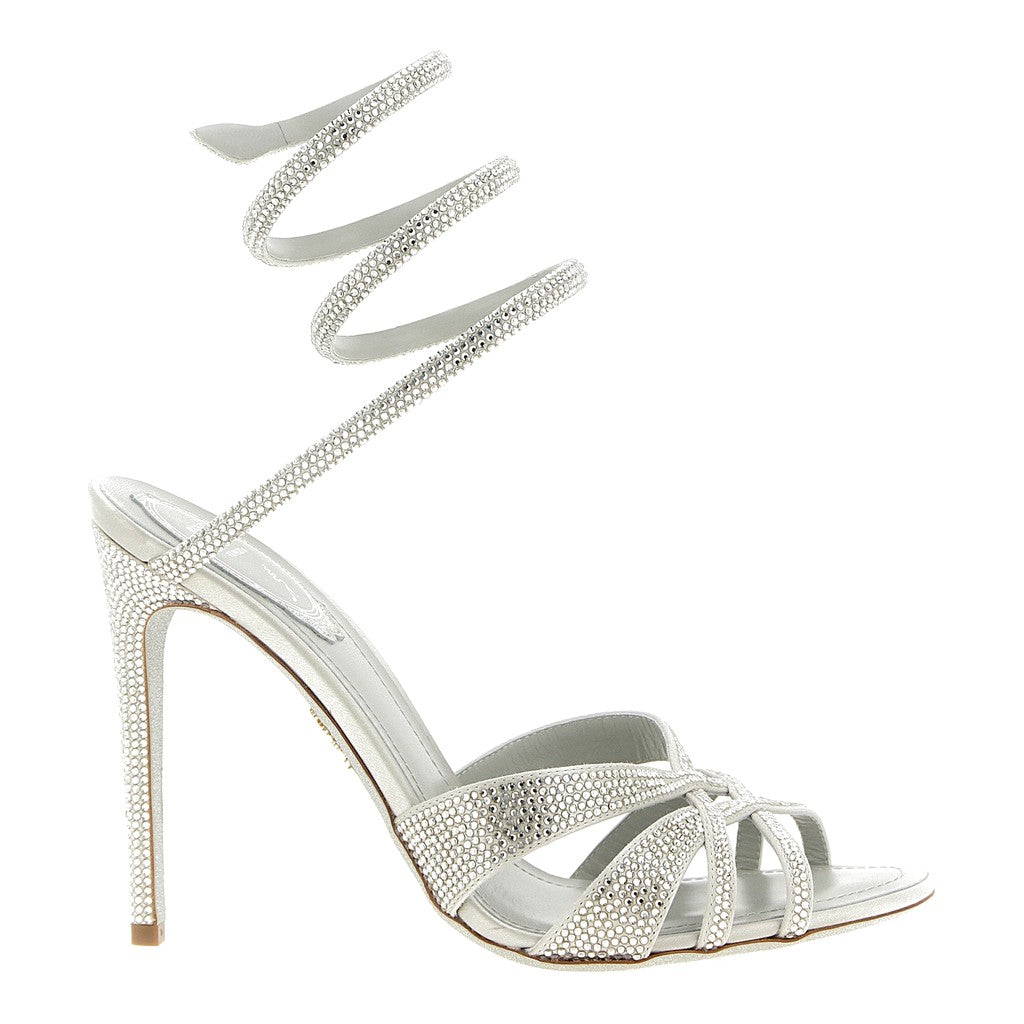 RENE CAOVILLA Silver Viscose Stiletto Heel Sandals for Women