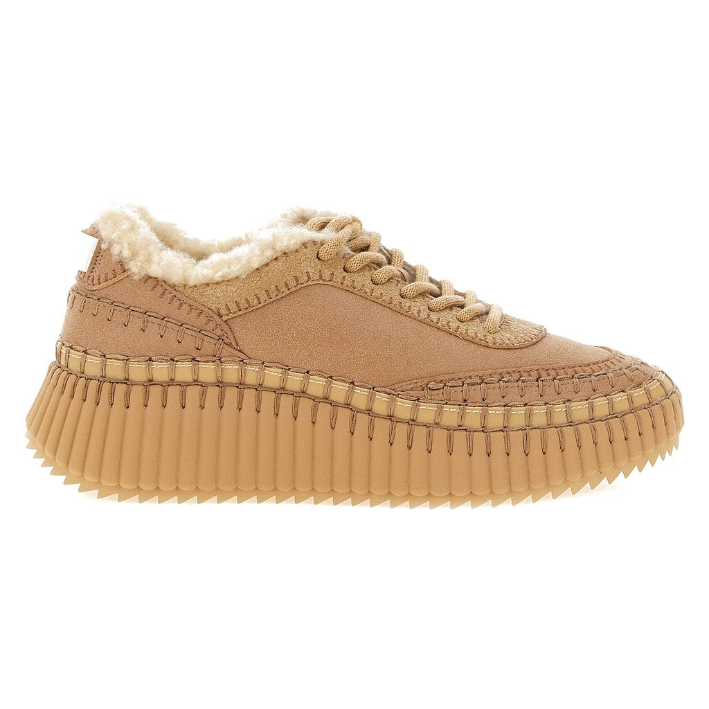 Chloé Beige Lambskin Chunky Sneakers for Women