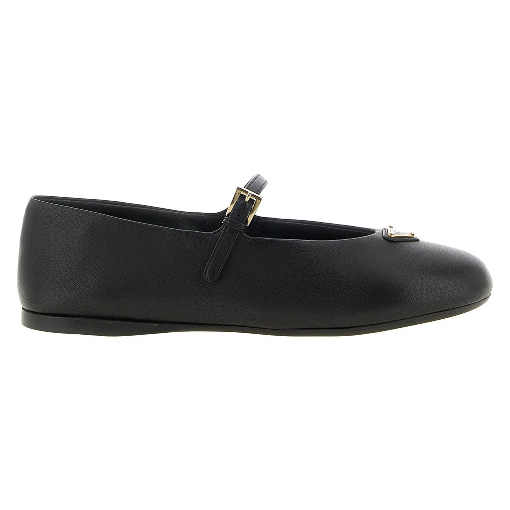 Prada Black Lamb Leather Ballet Flats for Women