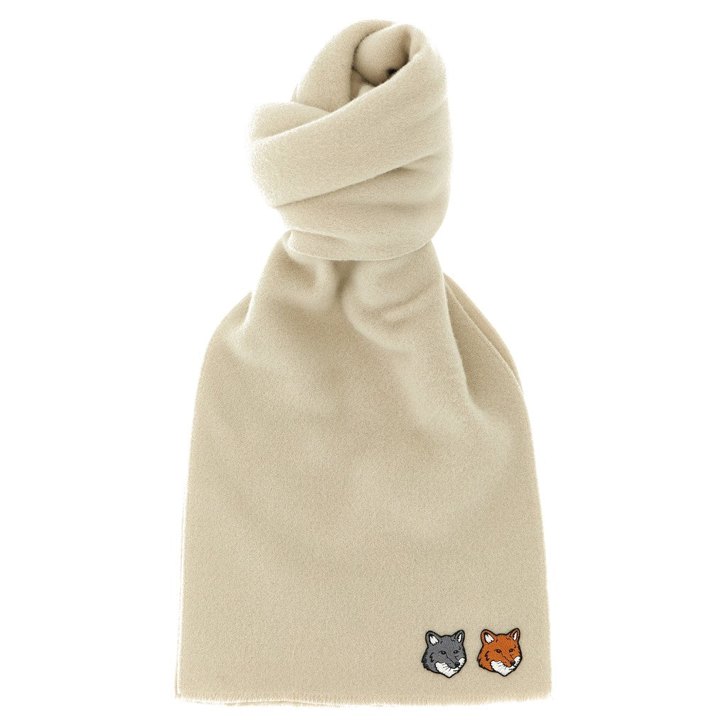 Maison Kitsuné White Virgin Wool Scarf for Women