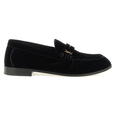 Saint Laurent Black Viscose Slip-On Loafers for Men