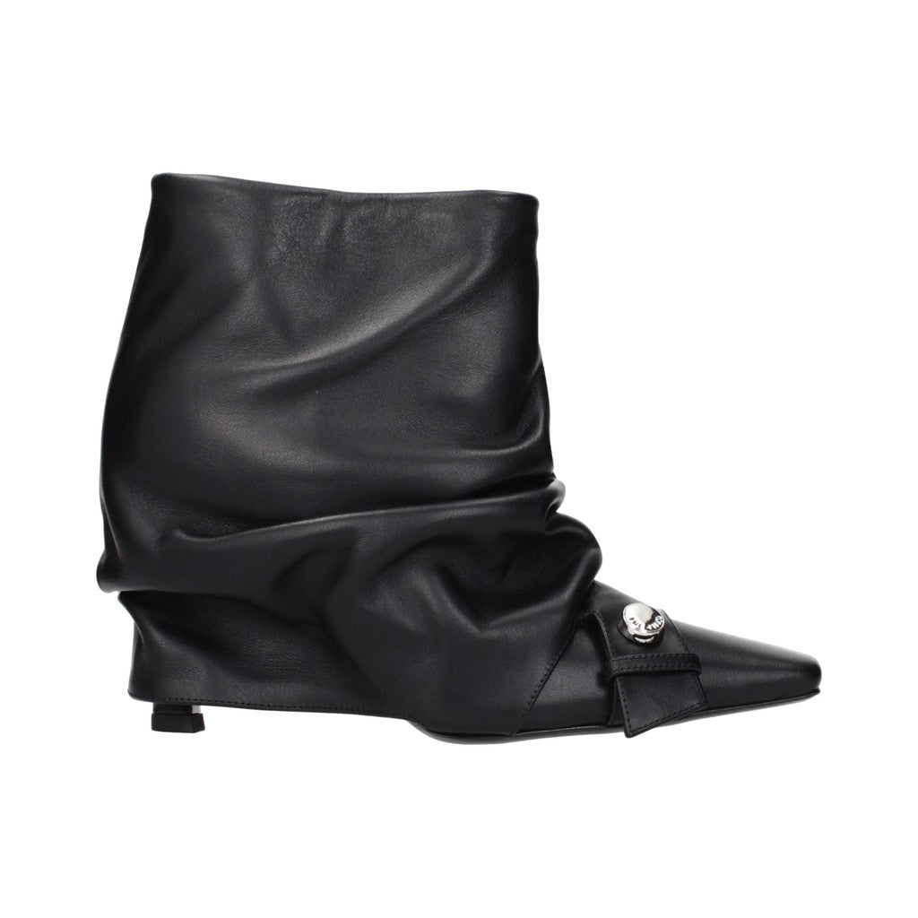 The Attico Black Leather Ankle Boots for Women