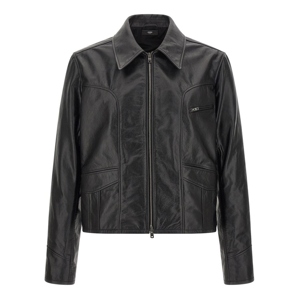 Amiri Black Calfskin Leather Jacket for Men