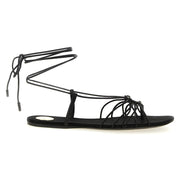 Saint Laurent Black Lamb Leather Flat Sandals for Women