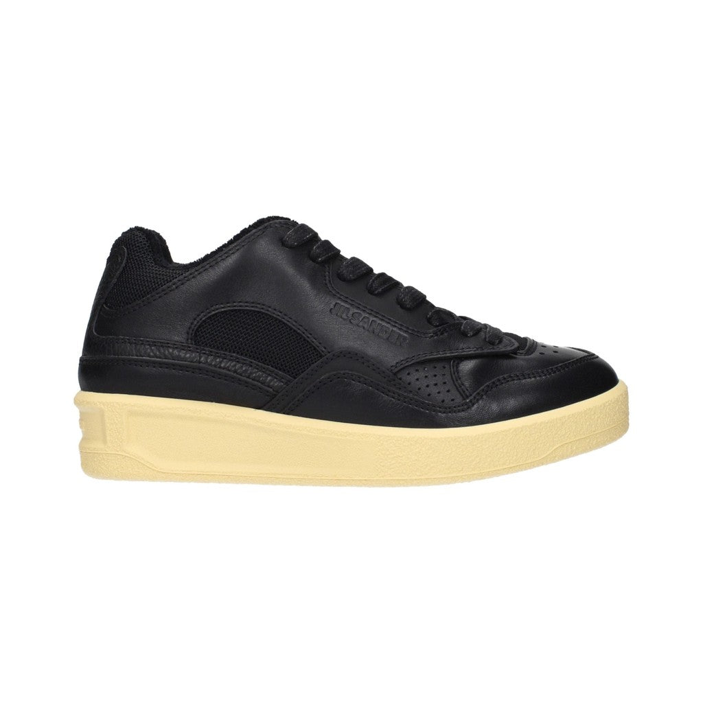 JIL SANDER Black Leather Low Top Sneakers for Women