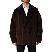 Dolce & Gabbana Brown Double Breasted Corduroy Blazer Jacket for Men