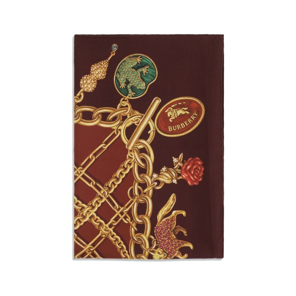 Burberry Bordeaux Silk Scarf for Women