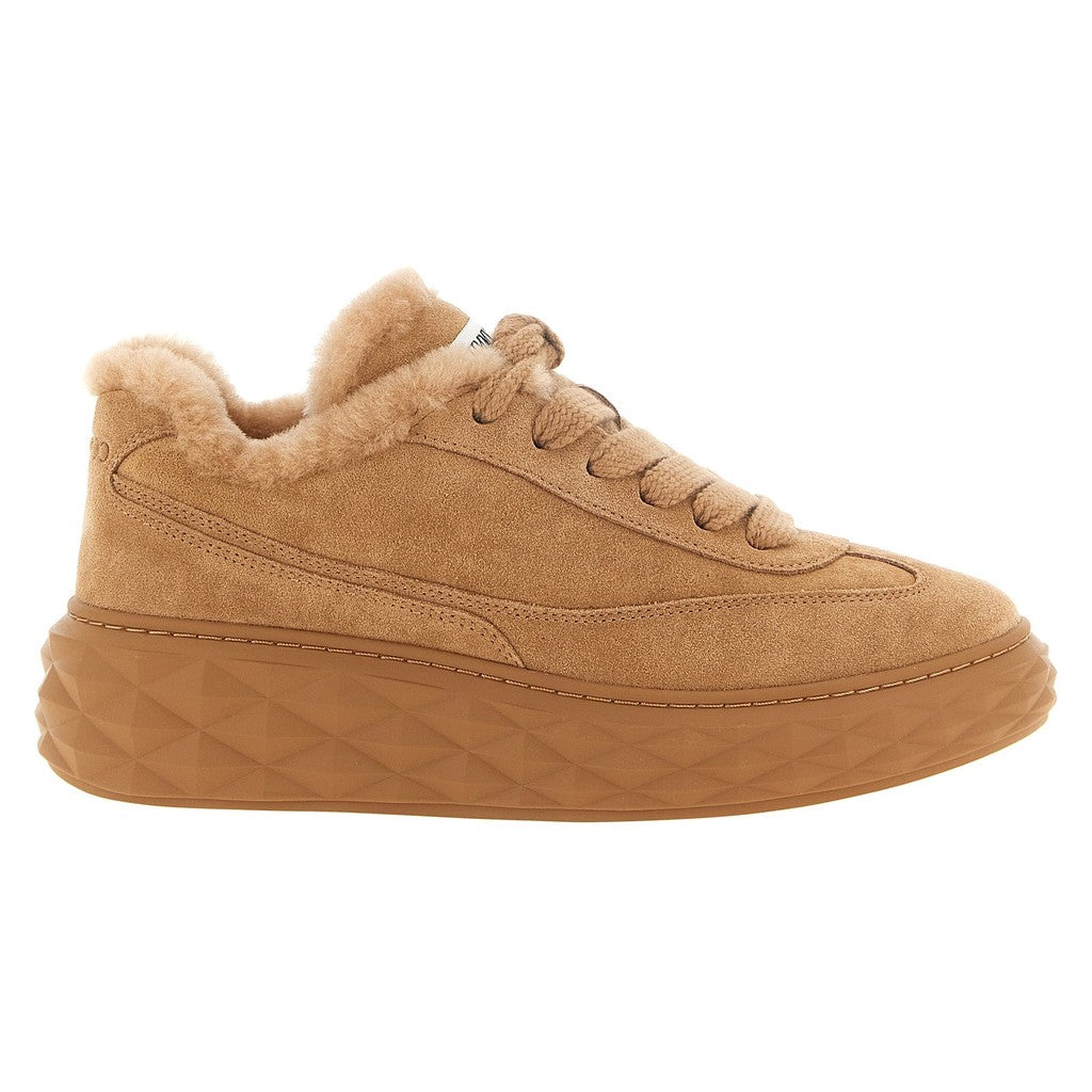 Jimmy Choo Beige Lamb Leather Chunky Sneakers for Women