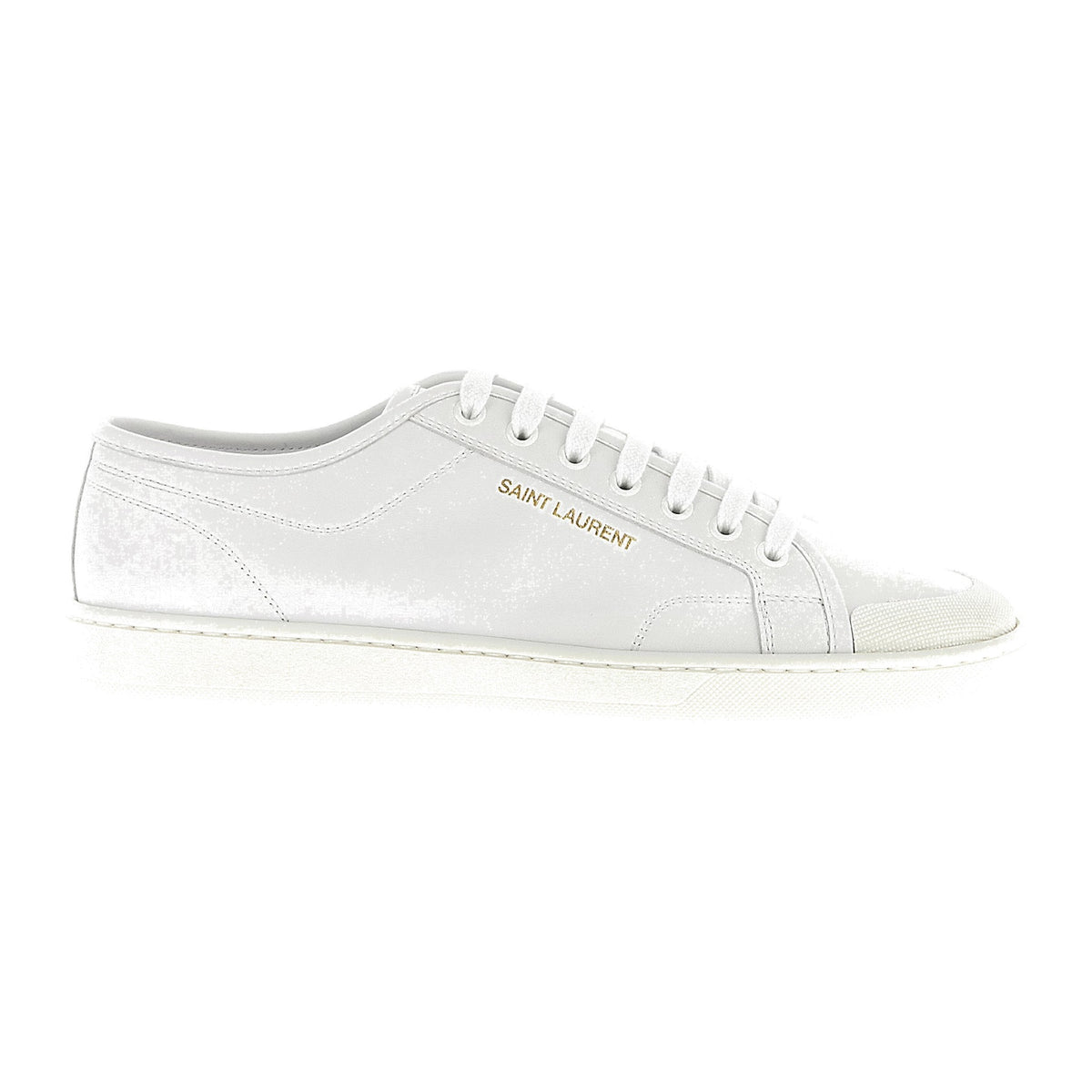 Saint Laurent White Calfskin Low Top Sneakers for Men