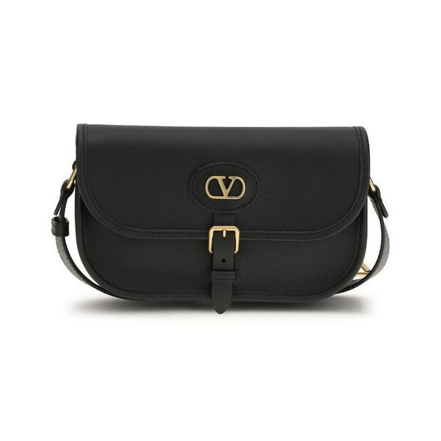Valentino Garavani Black Calf Leather Bos Taurus Shoulder Bag for Men