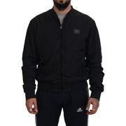 Dolce & Gabbana Black Nylon Logo Bomber Zipper Jacket for Men