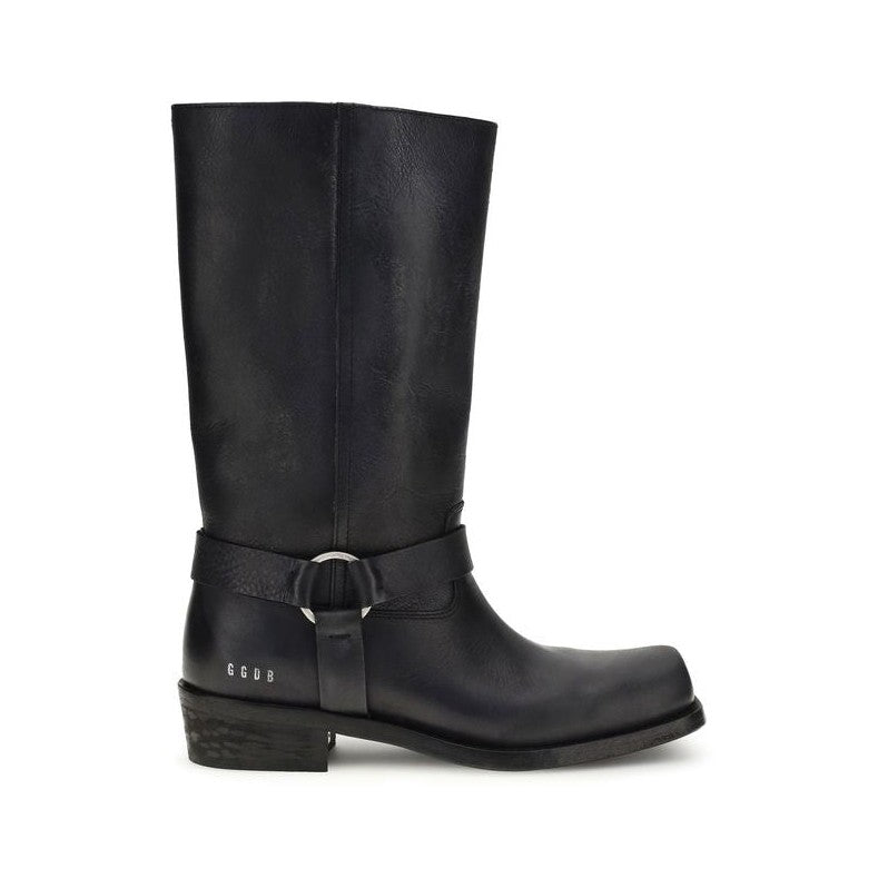 Golden Goose Black Calf Leather Bos Taurus Ankle Boots for Women