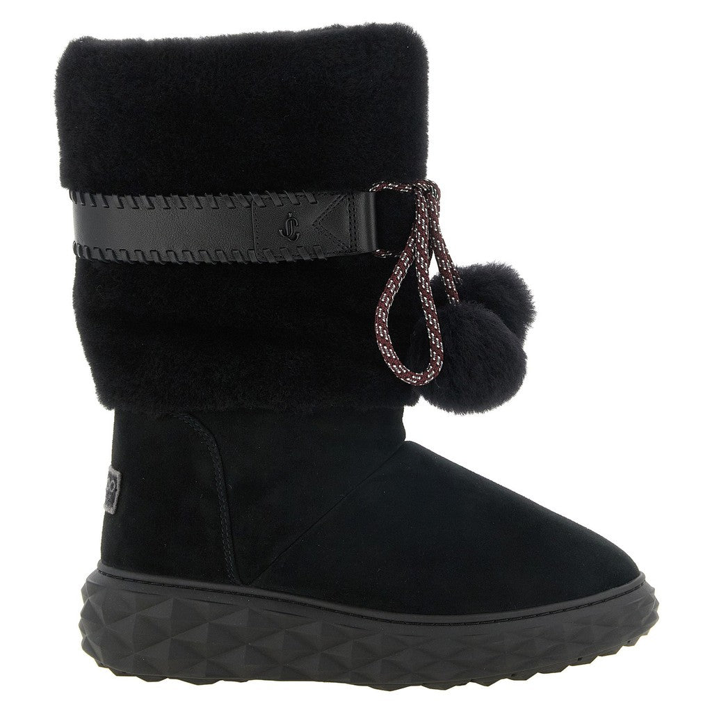 Jimmy Choo Black Lamb Leather Flat Boots for Women