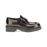 Prada Brown Calf Leather Bos Taurus Slip-On Loafers for Women