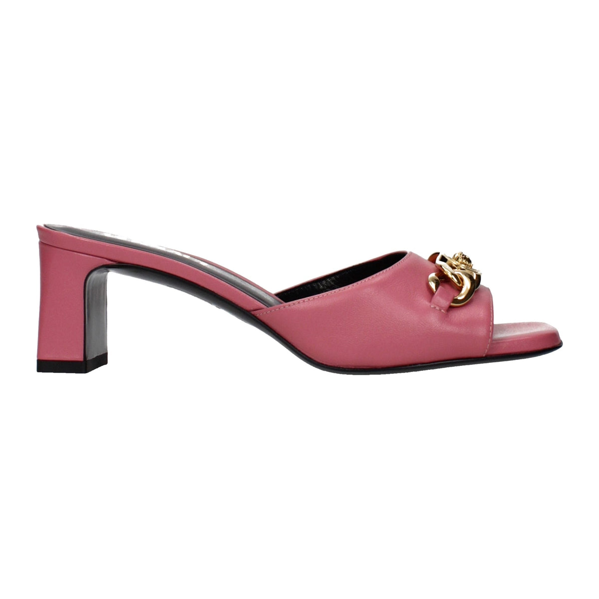 Versace Pink Leather Flat Sandals for Women