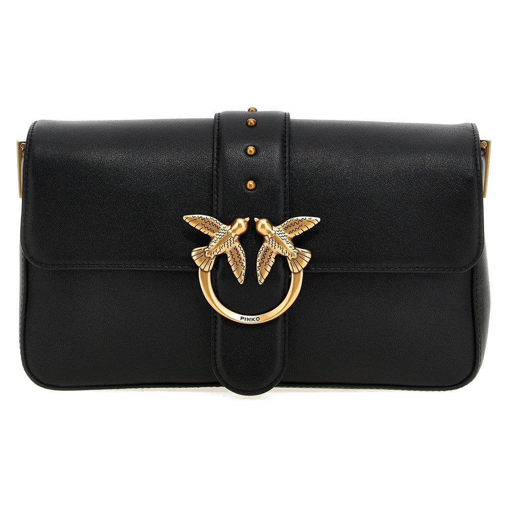 PINKO Black Calfskin Shoulder Bag for Women