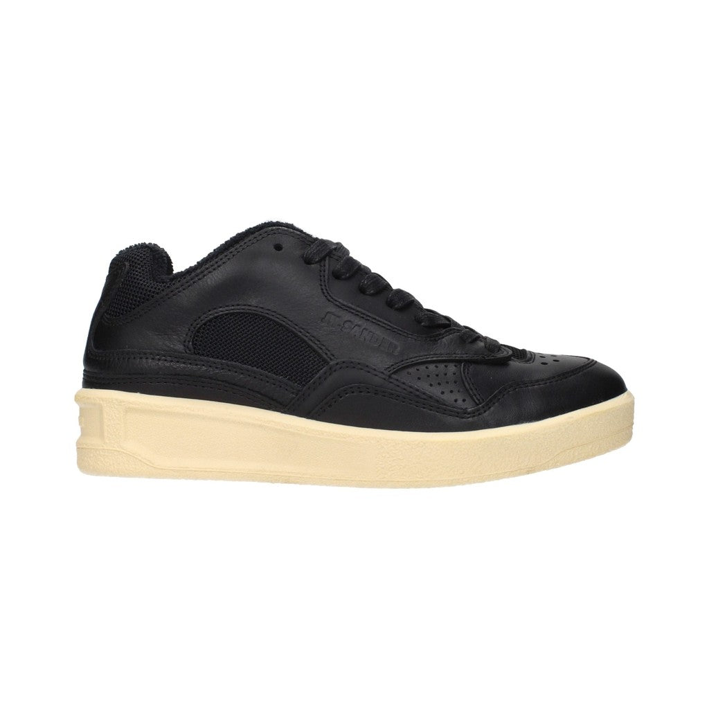JIL SANDER Black Leather Low Top Sneakers for Women