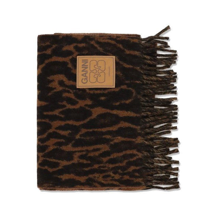Ganni Brown Wool Oves Aries Scarf for Women