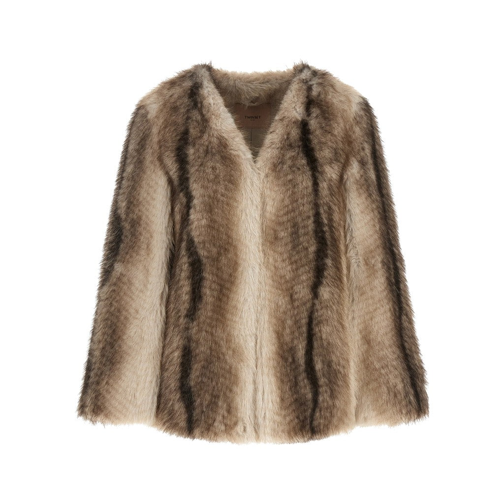 Twinset Brown Polyester Full-Length Jacket for Women