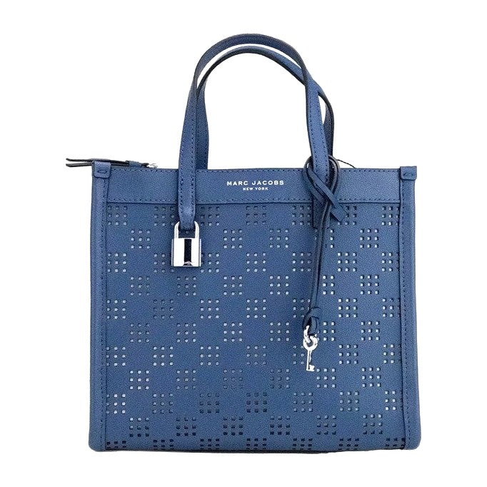 Marc Jacobs Mini Grind Blue Sea Perforated Leather Crossbody Tote Bag Purse for Women