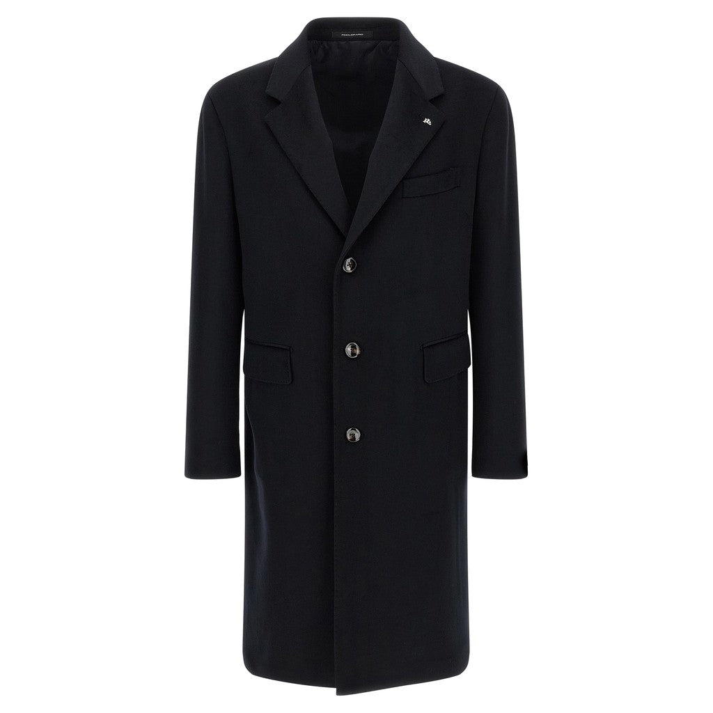 Tagliatore Blue Virgin Wool Coat for Men