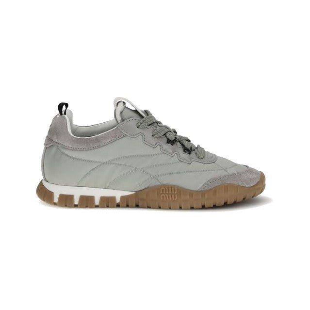 Miu Miu Gray Recycled Polyamide Athletic Sneakers for Women