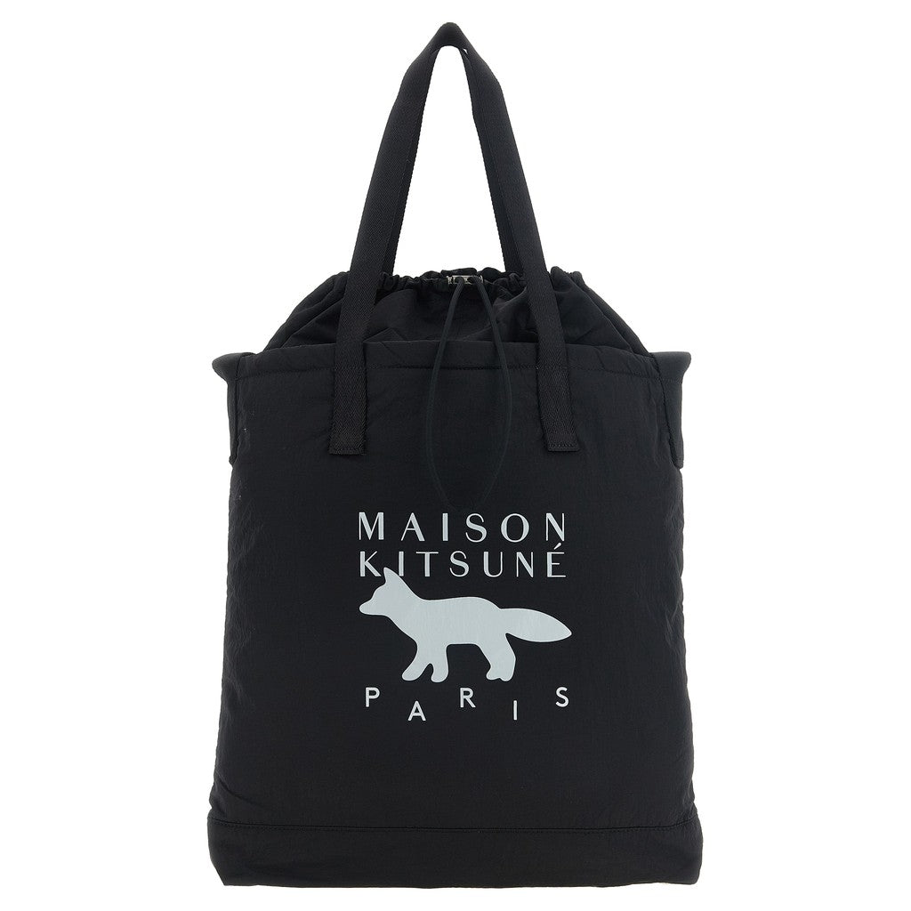 Maison Kitsuné Black Nylon Tote Bag for Men