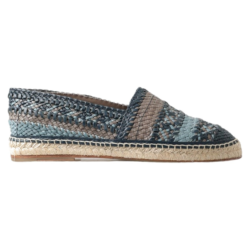 Dolce & Gabbana Blue Gray Leather Buffalo Espadrille Shoes for Men