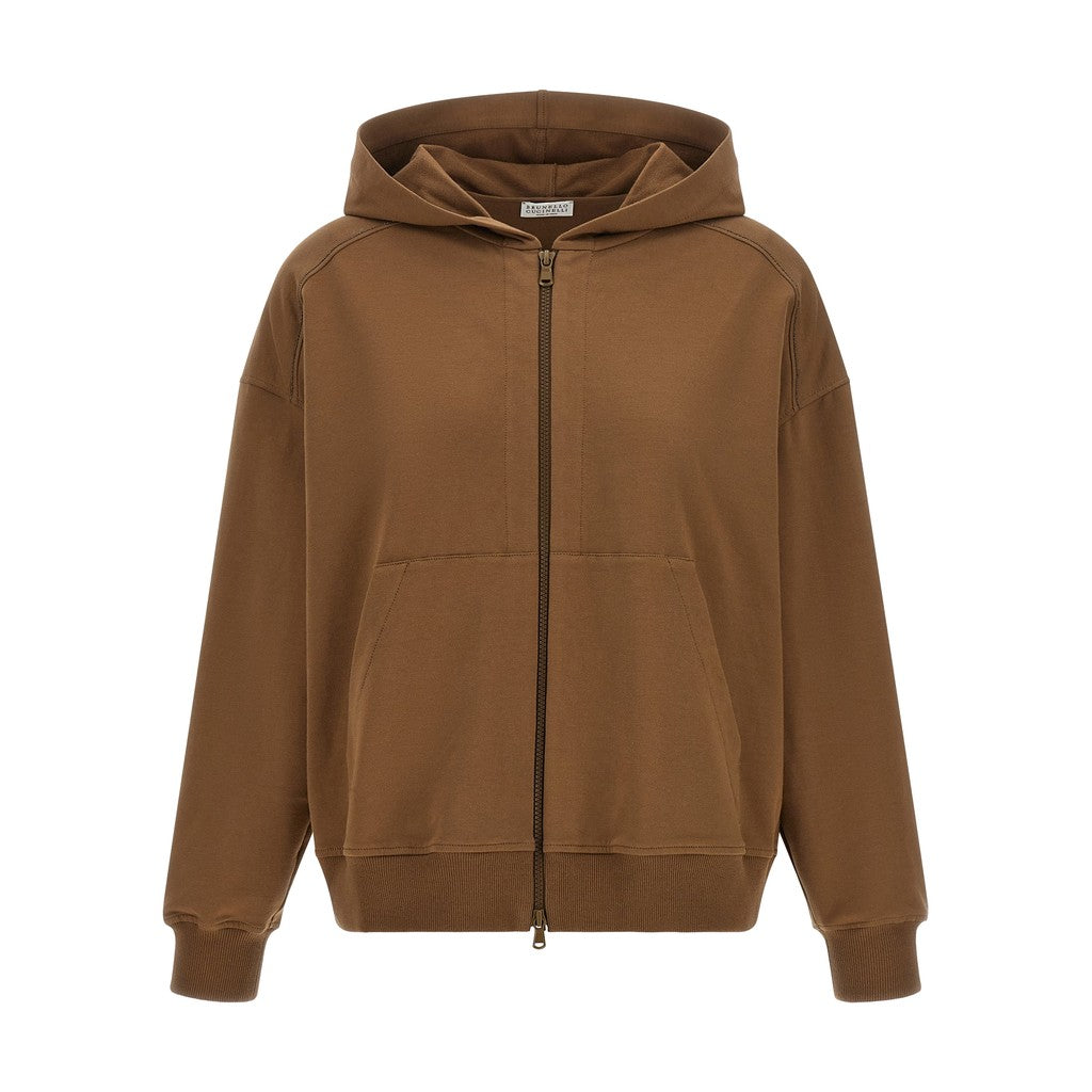 Brunello Cucinelli Brown Cotton Hoodie for Women