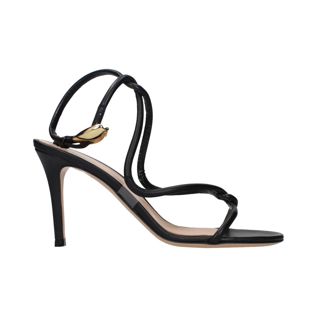 Gianvito Rossi Black Leather Stiletto Heel Sandals for Women