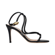 Gianvito Rossi Black Leather Stiletto Heel Sandals for Women