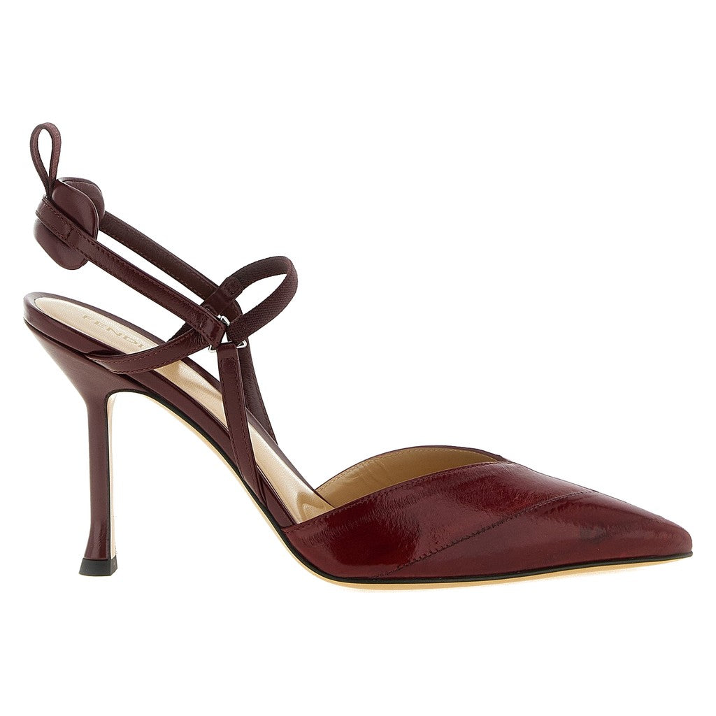 Fendi Bordeaux Lamb Leather Platform Pumps for Women