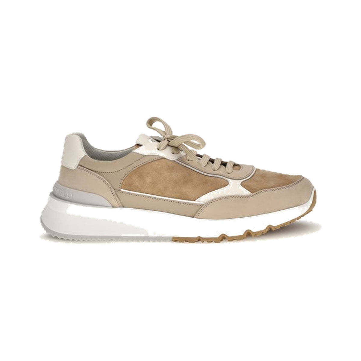 Brunello Cucinelli Beige Calf Leather Bos Taurus Low Top Sneakers for Men