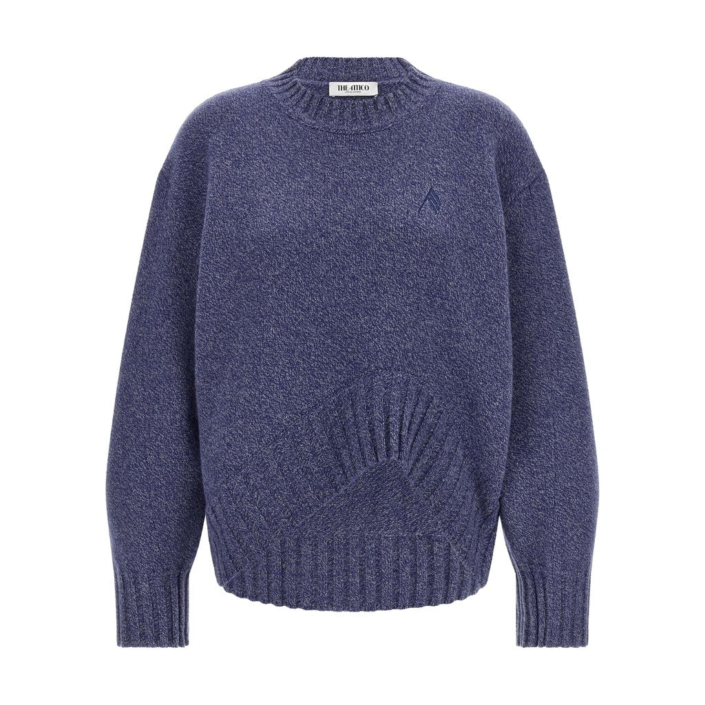 The Attico Blue Virgin Wool Cardigan for Women