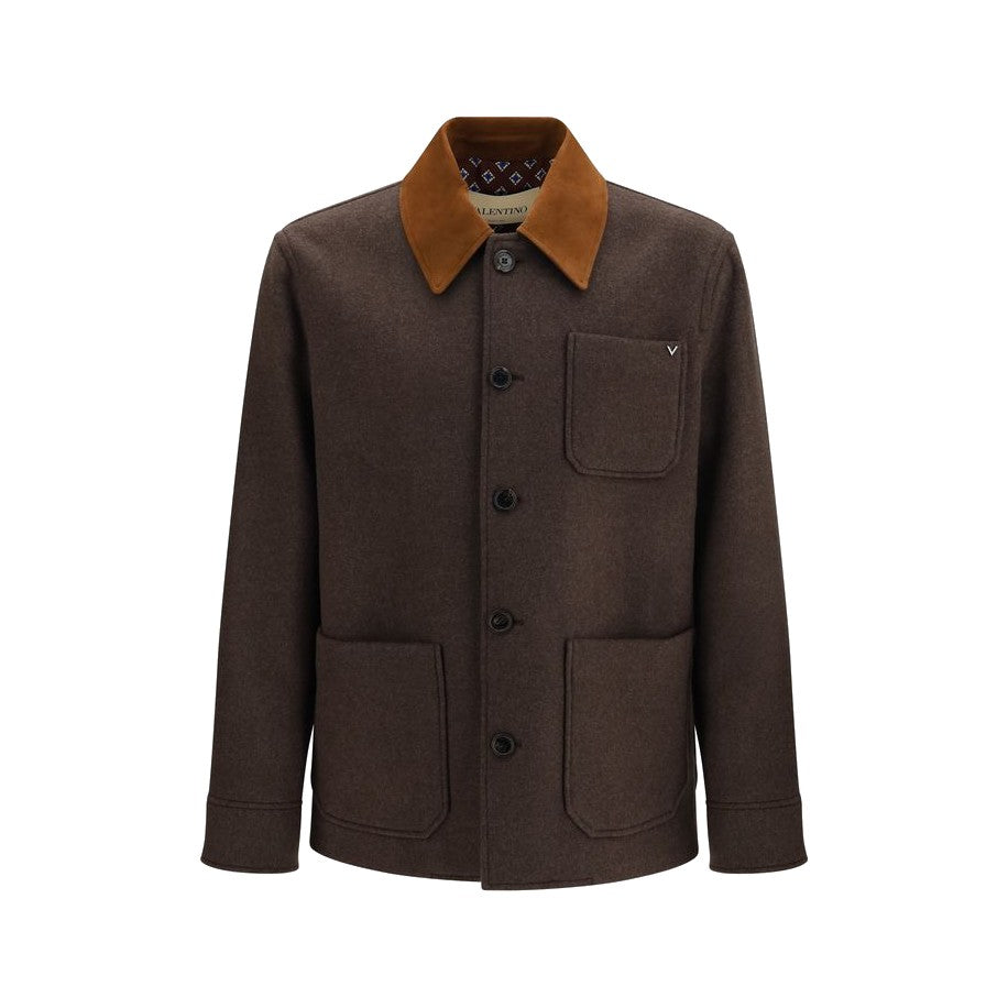 Valentino Garavani Brown Wool Oves Aries Full-Length Jacket for Men