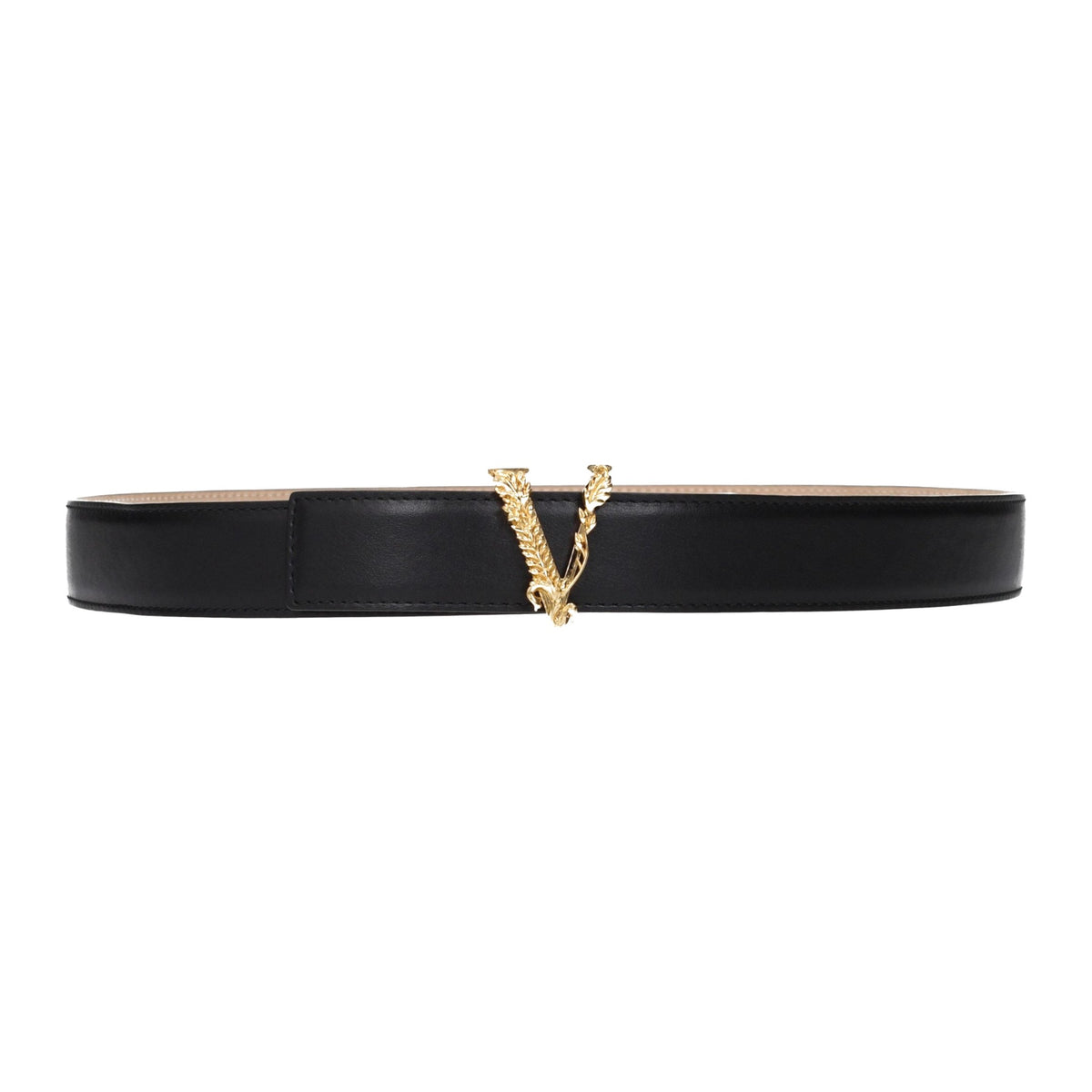 Versace Black Leather Regular Belt for Women